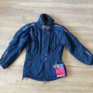 NEW Vintage Obermyer SoHo Parka-Ski Jacket-Navy Blue-Size 8-Retails $215